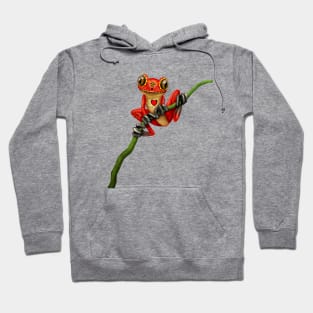 Red Day of the Dead Sugar Skull Tree Frog Hoodie